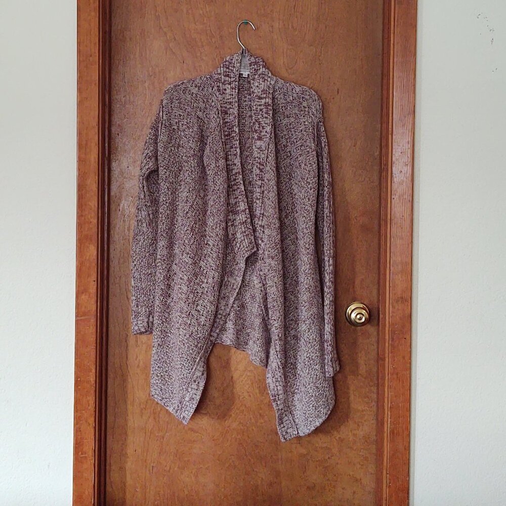 BP NORDSTROM WOMEN'S MED COZY SHAWL COLLAR CARDIGAN LOOSE FITTING HEATHER PURPLE